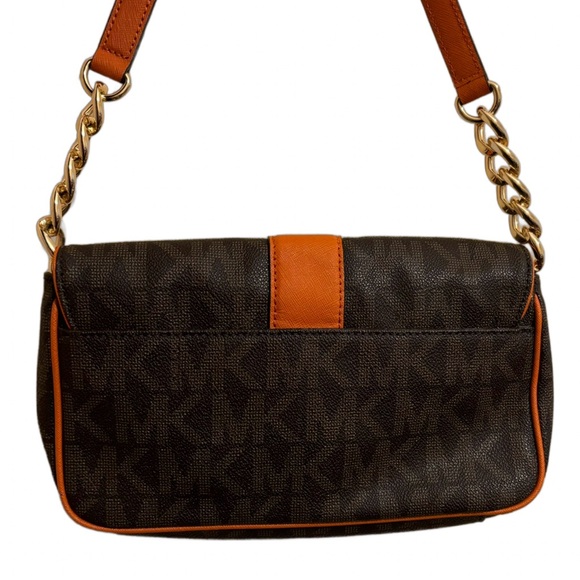 AUTHENTIC NWOT Michael Kors Monogram Brown & Orange Shoulder Bag - Picture 7 of 17
